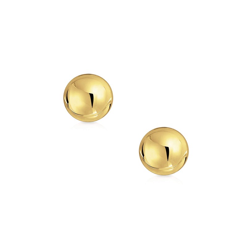 Simple Classic Style Hollow Childrens Round Ball Stud Earrings 14K
