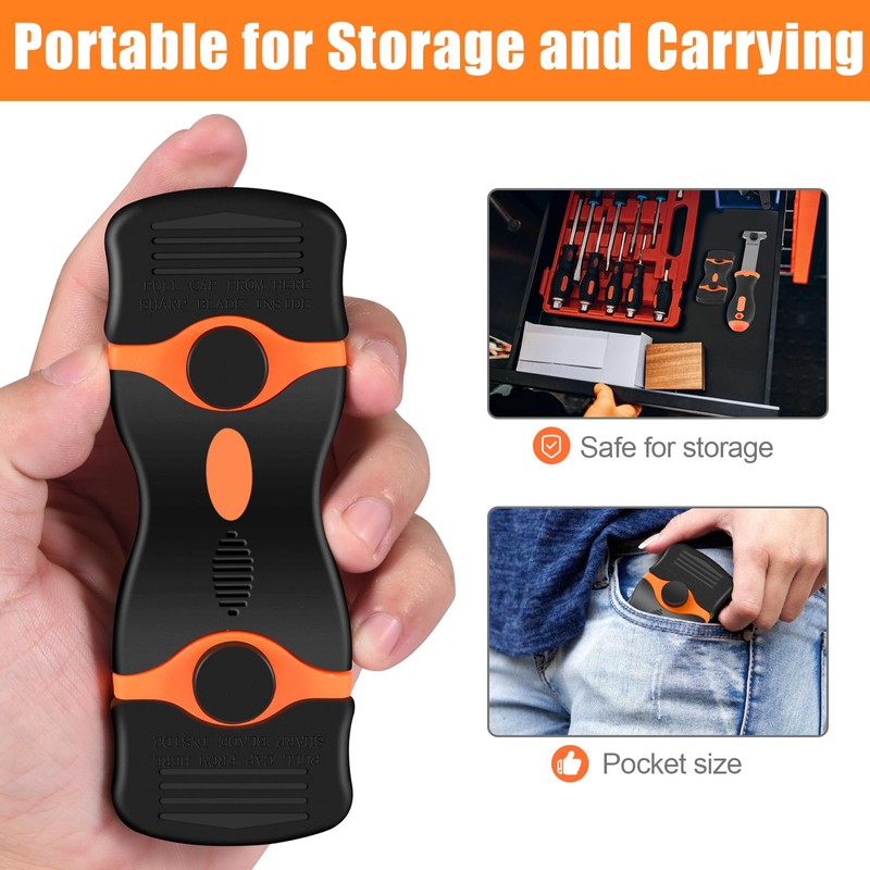 NECAMOCU 4 Pack Razor Blade Scraper, Premium Cleaning Scraper Tool