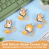 Whaline 4Pcs Corgi Straw Cover Cap Cute Dog Reusable Silicone