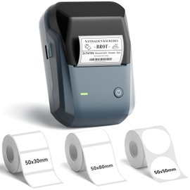 NIIMBOT B1 Bluetooth Label Printer with 3 Labels, Wide Waterproof Labels, Versatile App with 30 Fonts and Over 1500 Icons, Labeling Device for Retail, Office, Organization