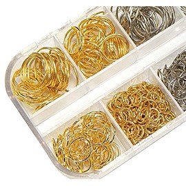 Pack of 1000 Eyelets Jump Rings Jump Rings Gold Eyelet 5 mm 8 mm 10 mm 12 mm x 0.7 mm Connector Open Rings Connecting Rings Chain Accessories Jewellery Parts Craft Set DIY M82