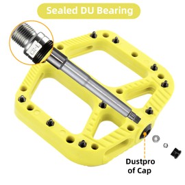 RockBros Bicycle Pedals, Nylon Composite Flat Pedals, 9/16-Inch Mountain Bike Pedals, 3-Bearing, Non-Slip, Waterproof, Anti-Dust