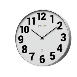 Explore Scientific RAC1003 25cm Diameter Radio Controlled Precise Movement Wall Clock No Adjustment Required Contemporary Design Numbers Metal White