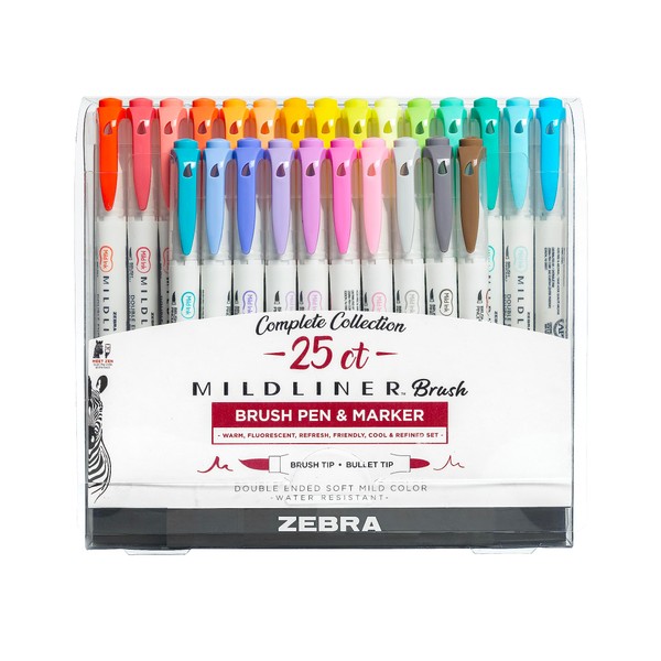 Zebra Pen Mildliner Double Ended Brush Pen, Brush and Point