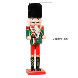 Nutcracker Christmas Decoration, 30 cm / 11.8 Inch Nutcracker Soldier Wooden Nutcracker King Soldier Figure Decor Doll Ornament for Home Fireplace Christmas Tree Party Decoration (Drum)