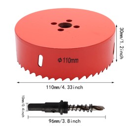 Sipery 110mm/4.33 Inch Hole Saw Bi-Metal Saw Drilling Tool with Twist Drill Bit, General Purpose Saw for Cornhole Boards Wood Plasterboard Plywood Plastic