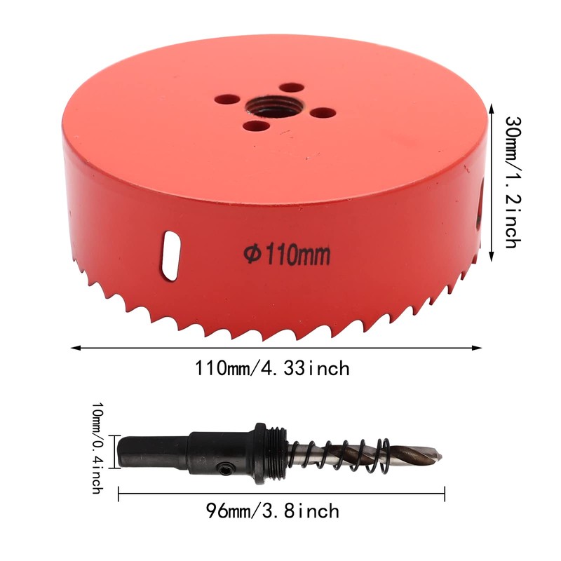 Sipery 110mm/4.33 Inch Hole Saw Bi-Metal Saw Drilling Tool with
