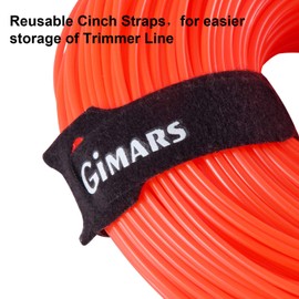 Gimars 110 m x 2.4 mm Mowing Line with Velcro Cable Ties, Round Trimmer Line, Replacement Thread for Grass Trimmer, Orange Brush Cutter Thread
