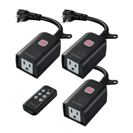SURAIELEC Outdoor Wireless Remote Control Outlet Kit, Waterproof Remote Power Switch, 15 AMP, 100 FT Range, 1 Remote 3 Outlets for Indoor Outdoor Lights (Battery Included)