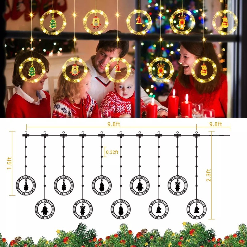 Xoxoxx Cortinas Tira Led Luces Decorativa Decoración Navideña Serie
