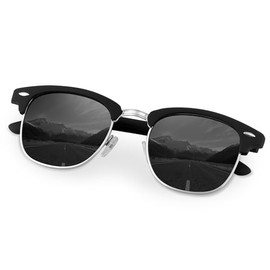 Perkanion Semi-Rimless Sunglasses Men Polarized Sun Glasses for Men Women Retro Driving Shades with UV Blocking 3016 (Black)