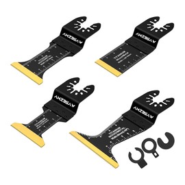 AMZBSAW 4 PCS Titanium Oscillating Tool Blades, 4 Types Multi Tool Blades Kits for Hard Material Metal Nails and Wood Plastic, Multitool Blades Fit Dewalt Ryobi Milwaukee Bosch