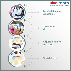 KIDDIMOTO Kinder Fahrradhandschuhe Fingerlose für Jungen und Mädchen/Fahrrad Handschuhe/Bike Kinder Handschuhe - Pastellpunkte - S (2-5y)