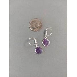 Handmade Lightweight Small Periwinkle Resin Silvertone Drop Earrings on Leverback Beads by Bettina