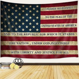 American Flag Tapestry, Vintage Retro Stars and Stripes Tapestry 4th of July Wall Tapestry Patriotic American USA Flag with Flying Bald Eagle Tapestry for Dorm Bedroom Living Room College, 60"L x 40"W