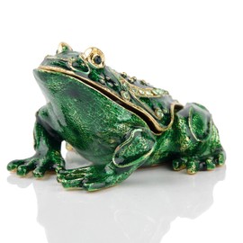 SEVENBEES Large Frog Trinket Box Hinged Jewelry Boxes Hand Painted Enameled Frog Figurine Collectibles Gift for Home Decor