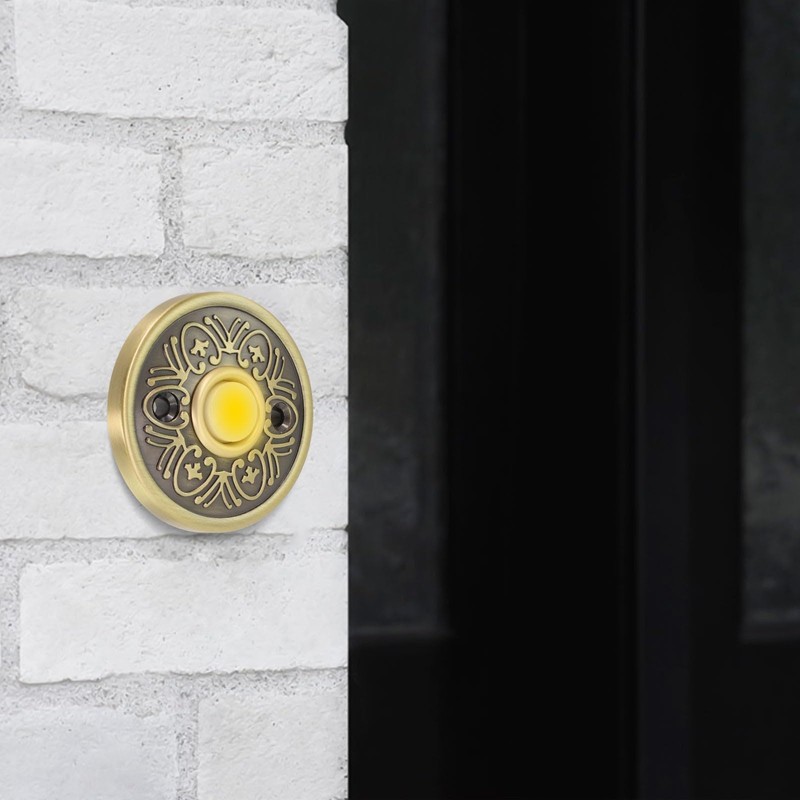 Round Metal Doorbell Push Button,LED Doorbell Button Replacement Solid Iron