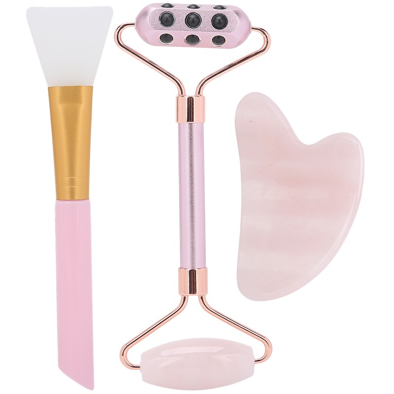 Face Roller Massager Gua Sha Board Mask Brush Set Beauty