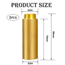 Brass Tap Extension 3/4 Inch x 80 mm, DN20 Thread Extension, 3/4 Inch Female x AG, 80 mm Brass Extension Fitting, Connection Extension for Drinking Water and Heating Installation, Pack of 2