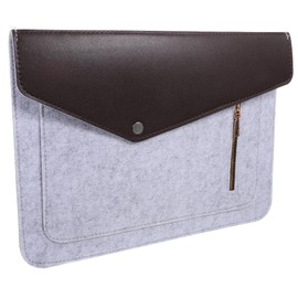 SHINEOFI Grey Laptop Sleeve Bag with Zipper Pocket Scratch Resistant Portable Case for Tablets and Laptops Soft Felt Travel Storage for Office and Business Use