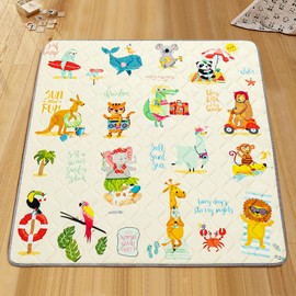 TreeBud Baby Play Mat - Thicken 50x50 Inch Soft Foam Crawling Mat for Playpen & Floor, Non-Slip Waterproof Playmats for Infants & Toddlers, Portable Foldable & Machine Washable, Beach Animals