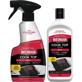 Weiman Ceramic and Glass Cooktop - 10 Ounce - Stove Top Daily Cleaner Kit - 12 Ounce - Glass Induction Cooktop Cleaning Bundle for Heavy Duty Mess Cleans Burnt-on Food