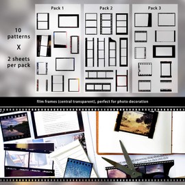 100 Pieces Photo Film Stickers Decorative Film Notebook Stickers Photo Frame Stickers for Film Decoration, Film Festival Posters, DIY Photo Albums, Scrapbooking, Handmade, Photo Wall (Memories)