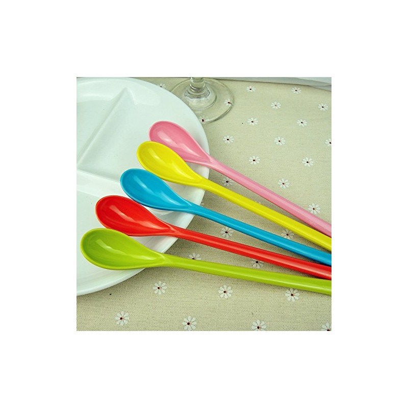 Random Color Melamine Long Handle Mixing Spoon - 7.2 Inch,
