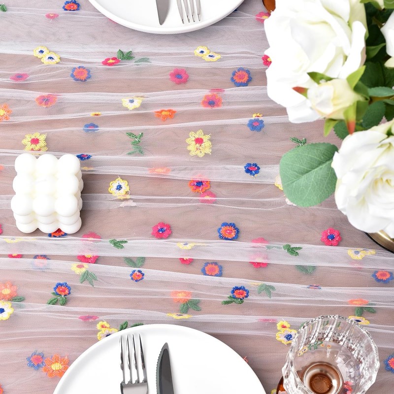 Flowers Table Runner, Table Runner with Daisies, Table Runner Spring