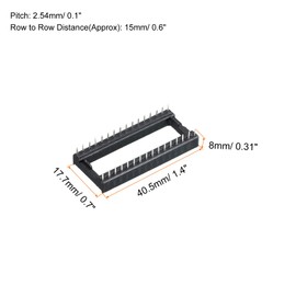 sourcing map DIP IC Chip Socket Adapter Flat Pin 32P 2.54 mm Pitch 15 mm IC Socket for PCB Board Chip, Pack of 30