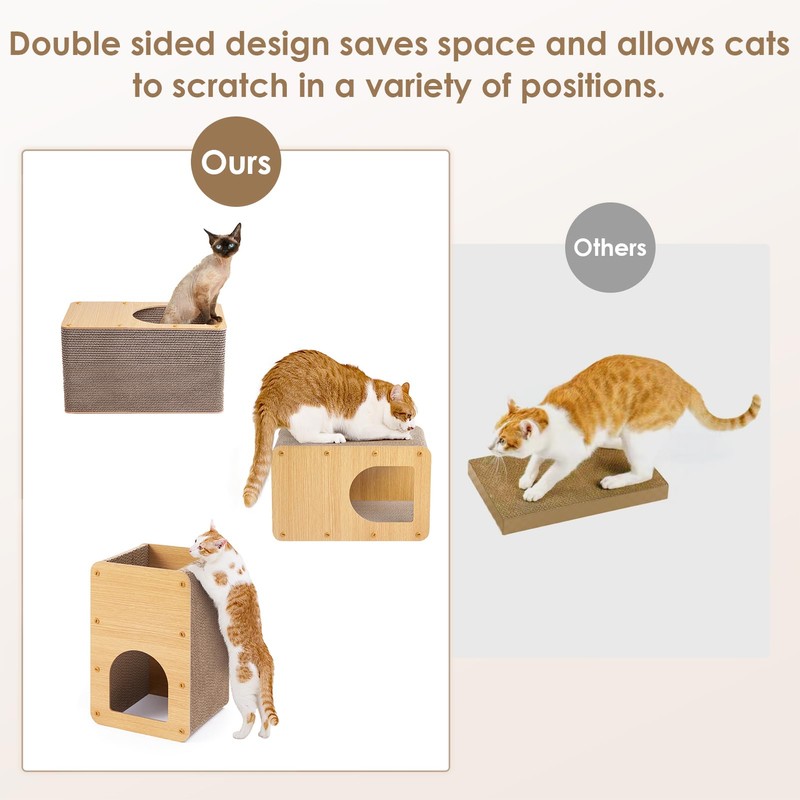 EHEYCIGA Cardboard Cat Scratcher House, 17-Inch Corrugated Cat Scratcher for