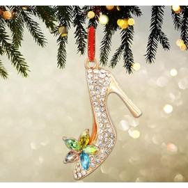 JUESMOS High Heel Shoe Ornaments - Rhinestone Christmas Keepsake Gifts for Women, Girls, Mom, Sister
