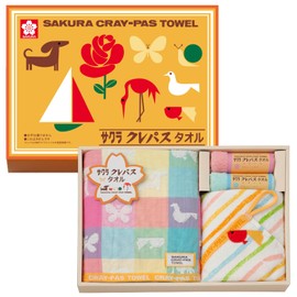 Stylem Takisada-Osaka Sakura Pass Towel, Gift, Boxed, Hand Towel, Nursery School, With Loop, Hand Towel x 1, 13.4 x 13.4 x 13.4 inches (34 x 34 cm), Towel Handkerchief x 2, 9.8 x 9.8 inches (25 x 25