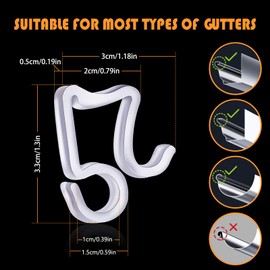 TITE 100 PCS Mini Plastic Gutter Hanging Hooks Outdoor Christmas Lights Hooks Clips for Christmas Party Birthday Wedding Decoration (B)