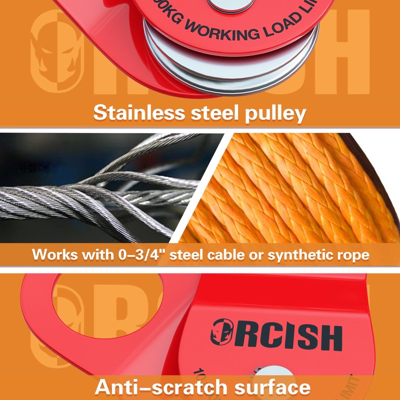 ORCISH 10 Ton Snatch Block, 22,000 LBS Capacity Block and