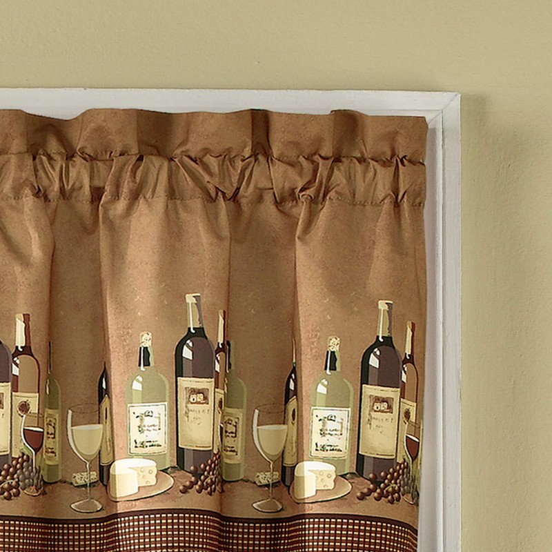 CHF Wines Kitchen Curtain Set 24-inch Length, Multi