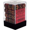 Chessex Gemini Opaque 12mm d6 Black-red with gold Dice Block