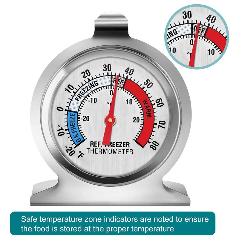 Greluma 2 Pcs Fridge Thermometer Freezer Thermometer with Large Dial