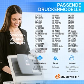 Bubprint Toner kompatibel als Ersatz für Brother TN-2000 für DCP-7010 DCP-7010L DCP-7025 HL-2020 HL-2030 HL-2040 HL-2070N MFC-7225N MFC-7420 MFC-7820 MFC-7820N Fax 2820 2920 Schwarz
