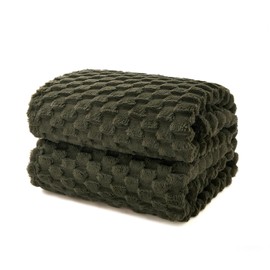 EXQ Home Fleece Blanket Twin Size for Couch or Bed - 3D Imitation Turtle Shell Jacquard Decorative Blankets - Cozy Soft Fuzzy Flannel Blanket Suitable for All Seasons(60"×80",Dark Green)