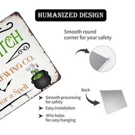 Wicked Witch Brewing Co. Stop In For A Spell Metal Tin Sign Vintage Witch Brewing Tin Sign for Home Kitchen Cafe Bar Sign 8x12 Inch