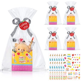 Pasimy 24 Set Thank You Teacher Baskets for Gifts Empty Teacher Appreciation Pencil Treat Boxes Back to School Gift Box Empty Gift Basket Kit with Stickers Ribbons for School Classroom
