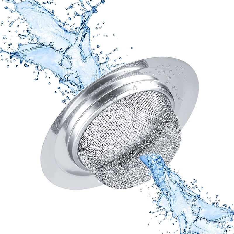 2Pcs Kitchen Sink Strainer, Stainless Steel Mesh Sink Drain Cover,