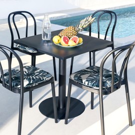 LVTXIII Indoor/Outdoor Chair Cushions Seat Cushions with Ties, Patio Chair Pads D16xW17 Inch for Patio Furniture Garden Home Office Decoration Set of 4, Palm Blue