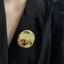 Vintage Geometric Metal Brooch Pins Fashion Gold|Silver Brooches Temperament Niche Design Lapel Badge Sweater Jacket Scarf Dress Party Jewelry for Women Men (Gold)