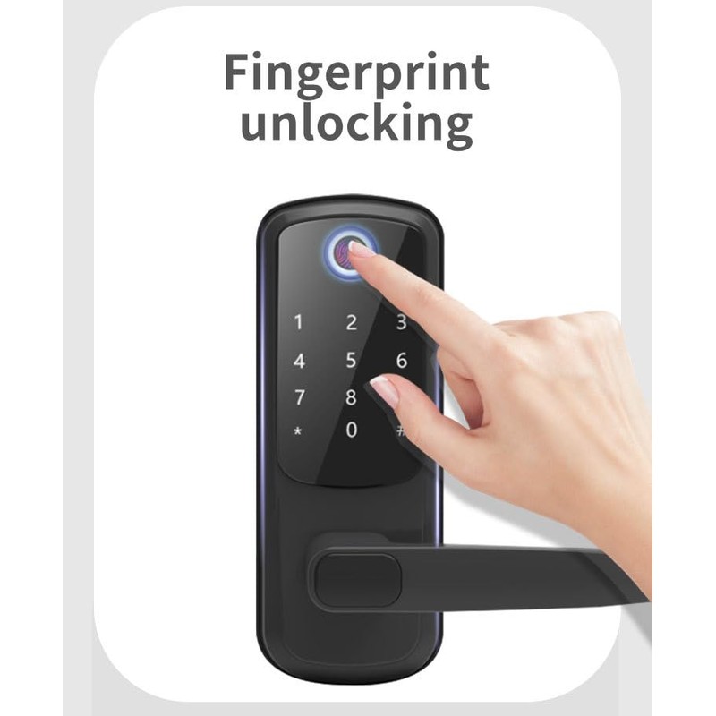 Xenocam Smart Door Lock with Handle,Keyless Entry,8-in-1 Fingerprint Door Lock