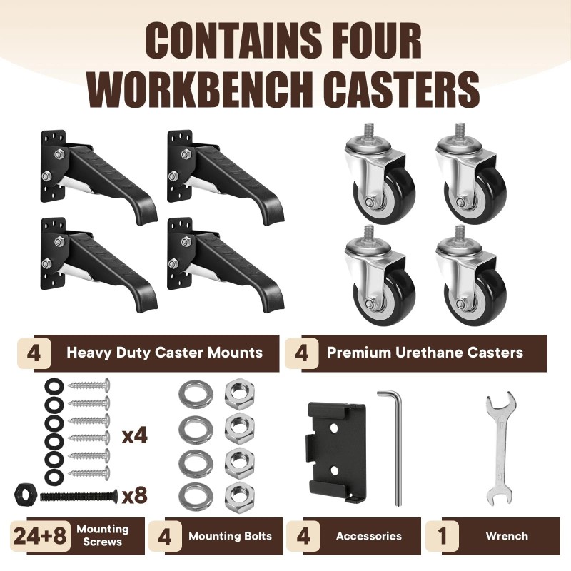 Spacecare Workbench Casters Kit 600Lbs Heavy Duty Quick Release 2