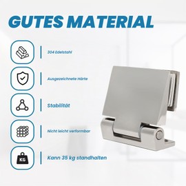 Natudeco Glass Shower Door Hinges Hinge Stainless Steel Glass Door Hinges Glass Door Hinge Ball Bearing No Mortise Lock Tilted Single Side for 6-12mm Tempered Glass