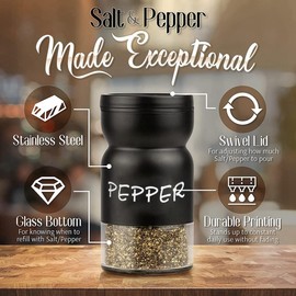 Souhgaue Farmhouse Salt and Pepper Shakers Set with Adjustable Lids, Decor, Cute Shaker Set