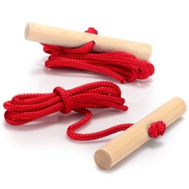 com-four® 2 x Sledge Ropes with Wooden Handle, Toboggan Accessories, Pull Rope for Sledge, Tricycle or other Children's Vehicles, Premium, Made in Germany